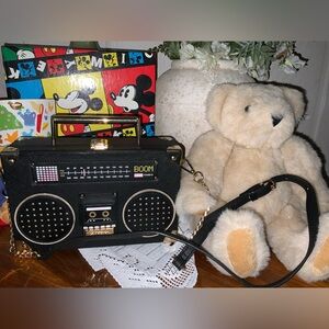 ALDO Retro Boombox Handbag Cassette Radio Speaker Crossbody Y2K Festival Black